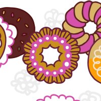 Colorful Donut Doodle Seamless Pattern Background