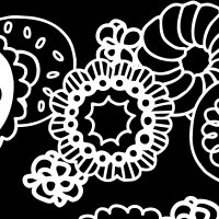 Monochrome Donut Doodle Seamless Line Art Pattern