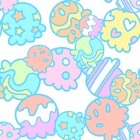 Cute soft pastel ice cream seamless pattern light colors white background vector illustration