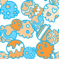 Cute colorful ice cream seamless pattern blue and orange background vector illustration