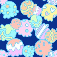 Cute colorful ice cream seamless pattern blue and orange background vector illustration