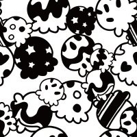 Cute ice cream seamless pattern monochrome white background vector illustration