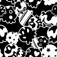 Cute ice cream seamless pattern monochrome black background vector illustration