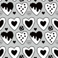 heart cookie black line gray